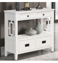 36'' Farmhouse Pine Wood Console Table Entry Sofa Table with 4 Drawers & 1 Storage Shelf for Entryway Living Room Bedroom Hallway Kitchen (Antique White)