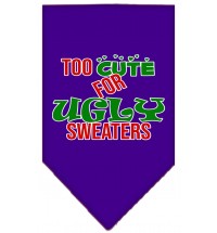 Too Cute for Ugly Sweaters Screen Print Bandana Purple Small
