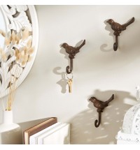 Cast Iron Bird Wall Hooks - Set of 3